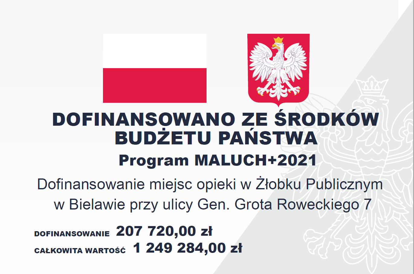 Tablica informująca o źródłach finansowania inwestycji