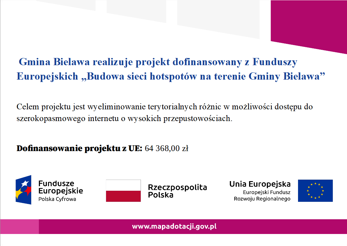 Plakat informcyjny na temat projektu i źródeł finansowania z funduszy europejskich