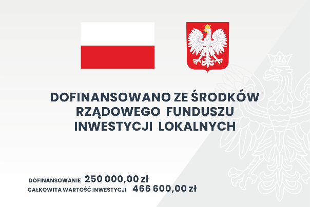 Tablica informacyjna dotycząca źródeł dofinansowania inwestycji