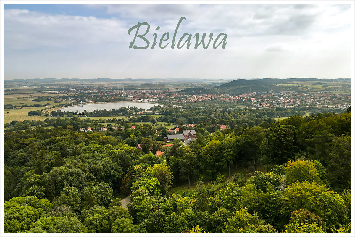 Nagrodzona pocztówka przedstawiająca panoramę Bielawy