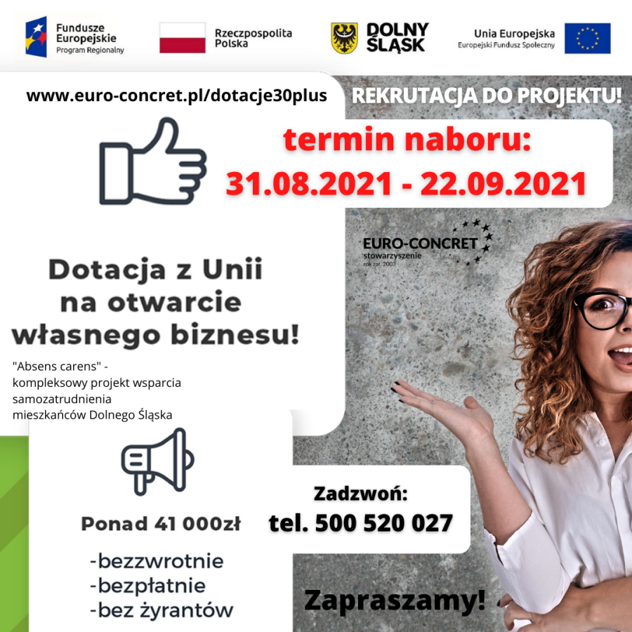 Afisz z informacjami na temat warunków udziału w projekcie