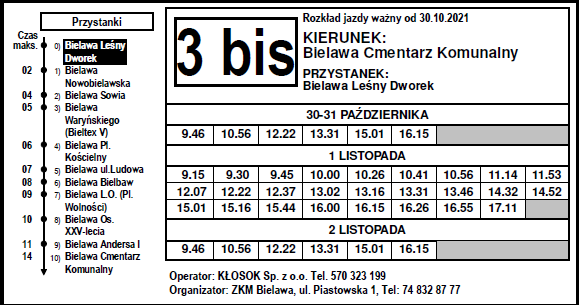 rozkład jazy autobusów linia 3 BIS