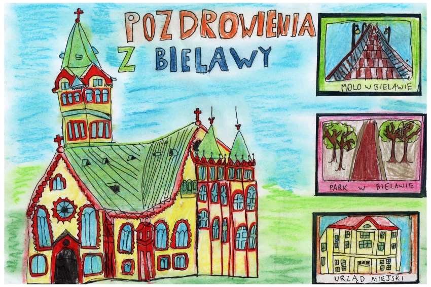 Projekt zwycięskiej pocztówki z atrakcjami Bielawy