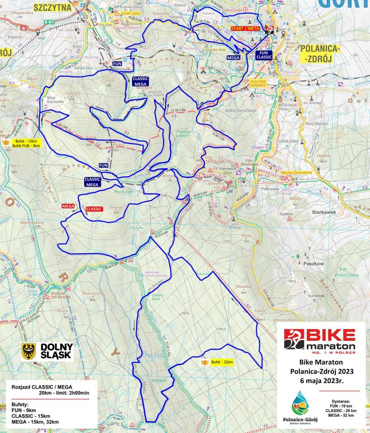 Mapka poglądowa z trasami