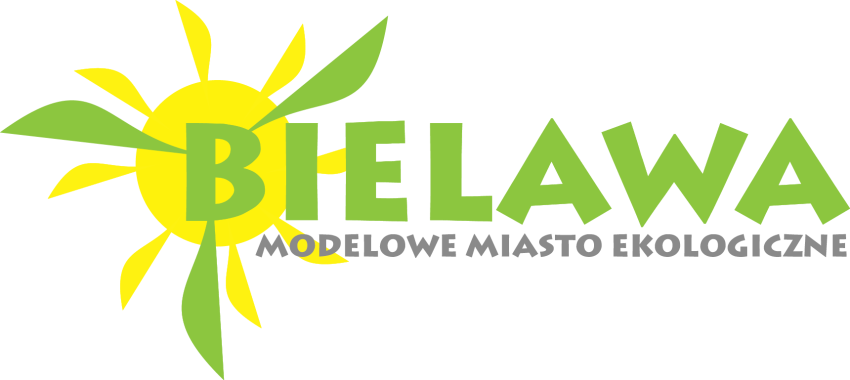 Logo Bielawy z motywem słońca i wiatraka