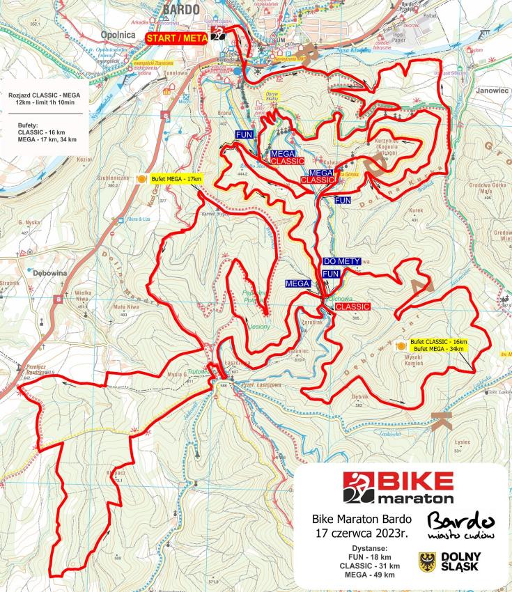 Mapa poglądowa z przebiegiem trasy