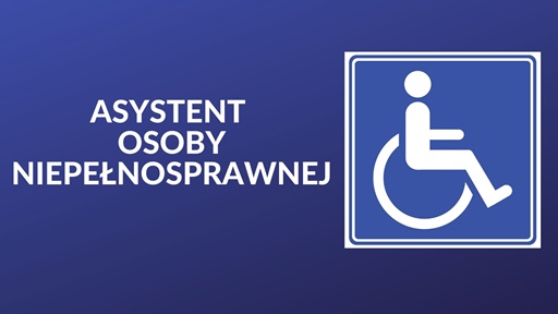 Logotyp programu - piktogram przedstawiający osobę na wózku oraz napis  Asystent Osoby Niepełnosprawnej