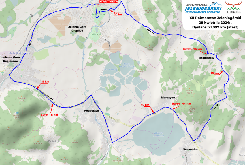 Półmaraton - trasa 21 km