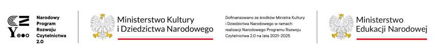 Logotypy Narodowego Programu Rozwoju Czytelnictwa 2.0, Ministerstwa Kultury i Dziedzictwa Narodowego oraz Ministerstwa Edukacji Narodowej