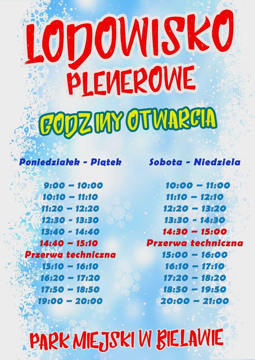 Godziny otwarcia Lodowiska Plenerowego