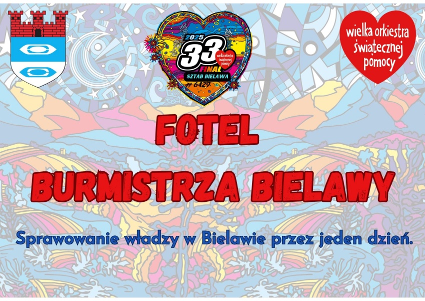 Fotel burmistrza Bielawy afisz WOŚP