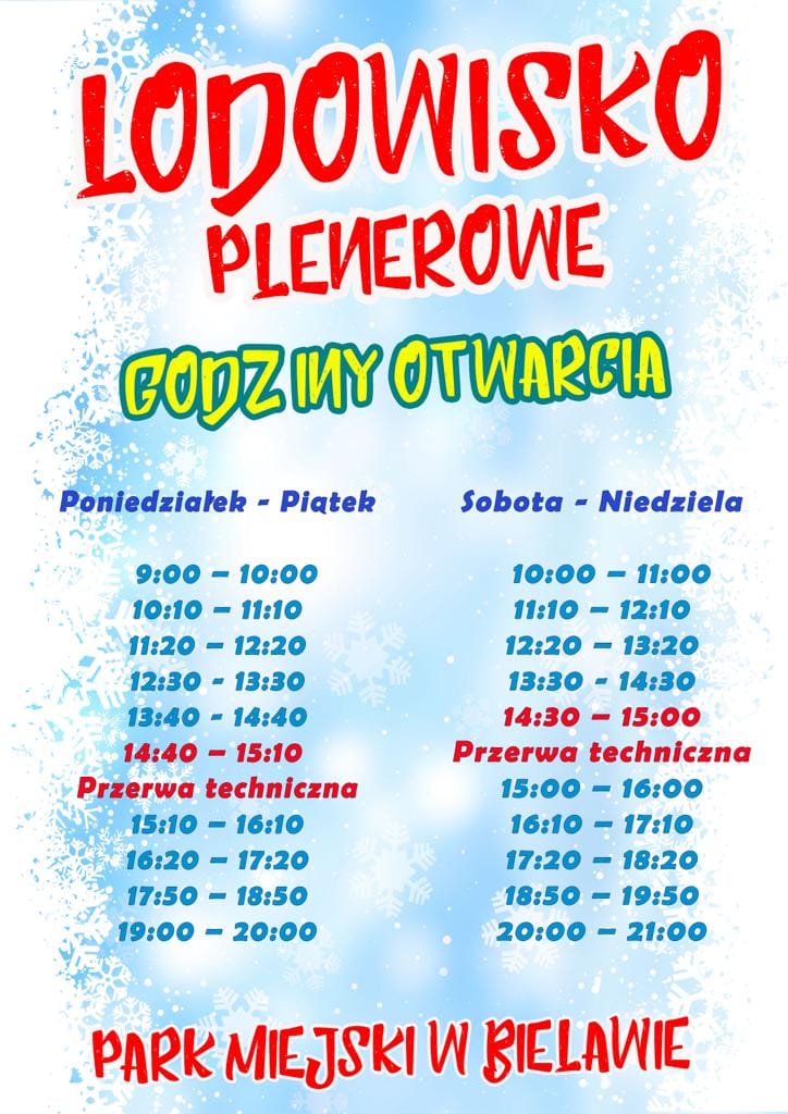 Lodowisko plenerowe - godziny otwarcia