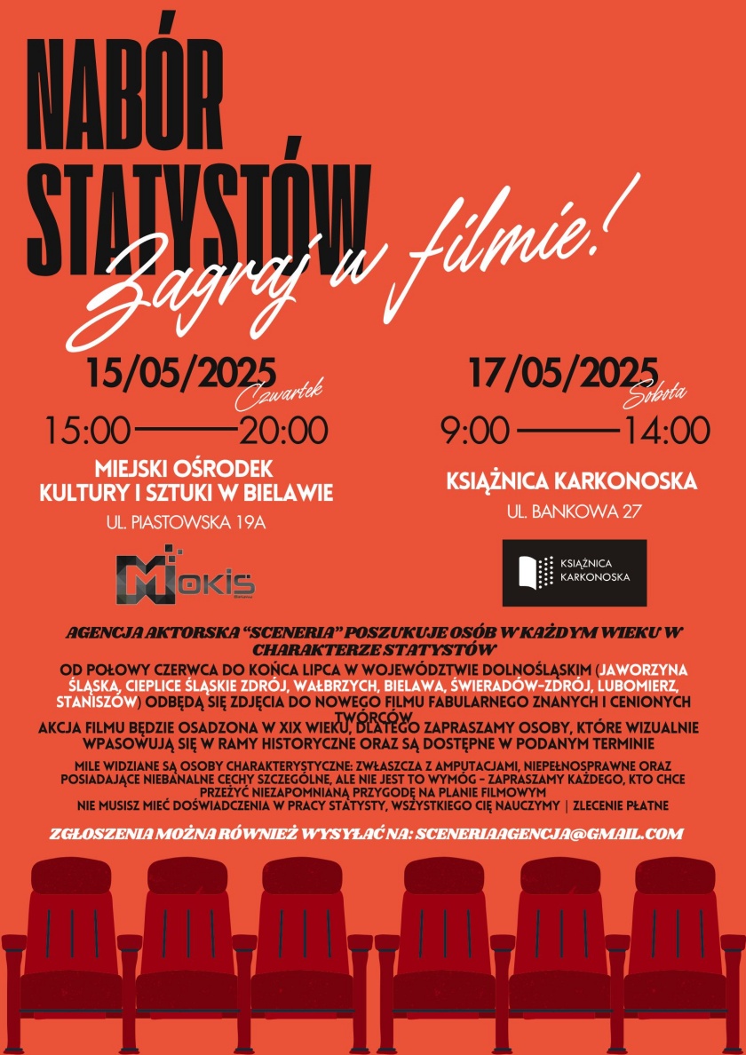 Casting do filmu fabularnego - afisz z informacjami