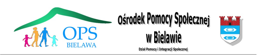 Logo Ośrodka pomocy Społecznej i herb Bielawy