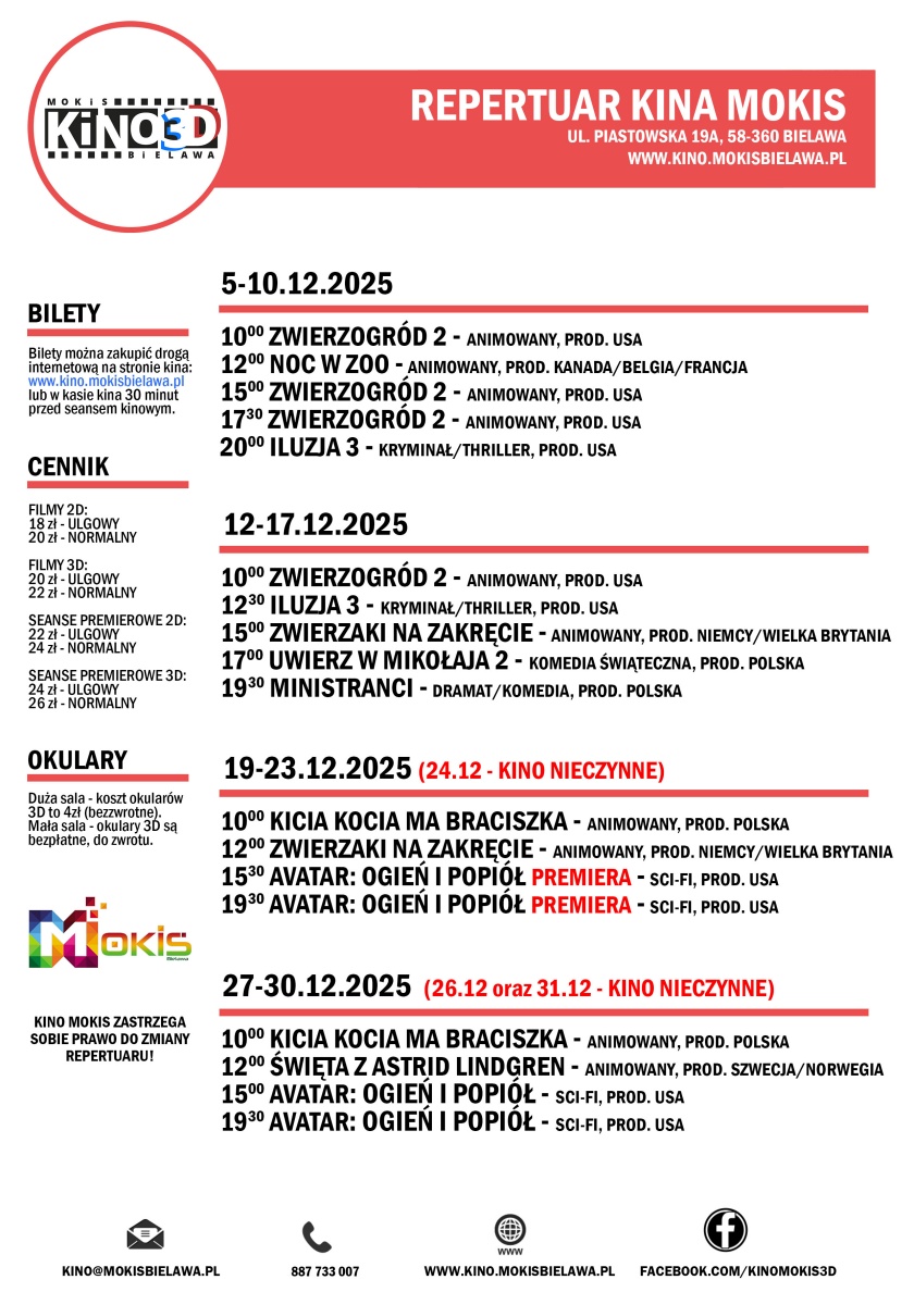 Repertuar Kina MOKiS na grudzień