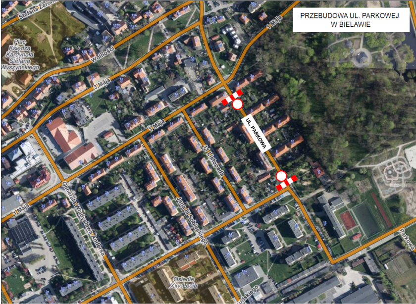 Zmiana orgazazacji ruchu - przebudowa ulicy Parkowej