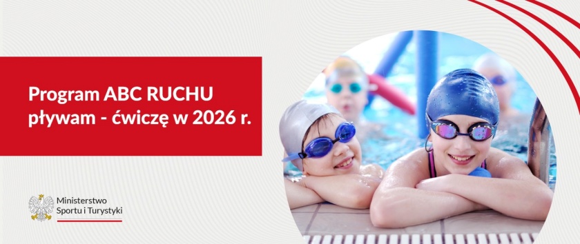 Afisz informacyjno-promocyjny przedstawiający pływające dzieci 