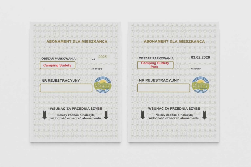 Wzór karty parkingowej