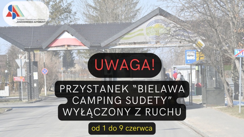 Afisz z informacją o wyłączonym przystanku