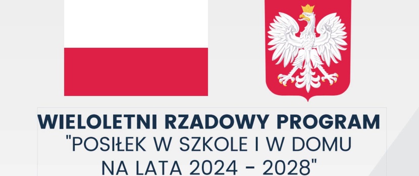 Flaga RP oraz Godło - logotypy programu Posiłek w szkole i w domu 